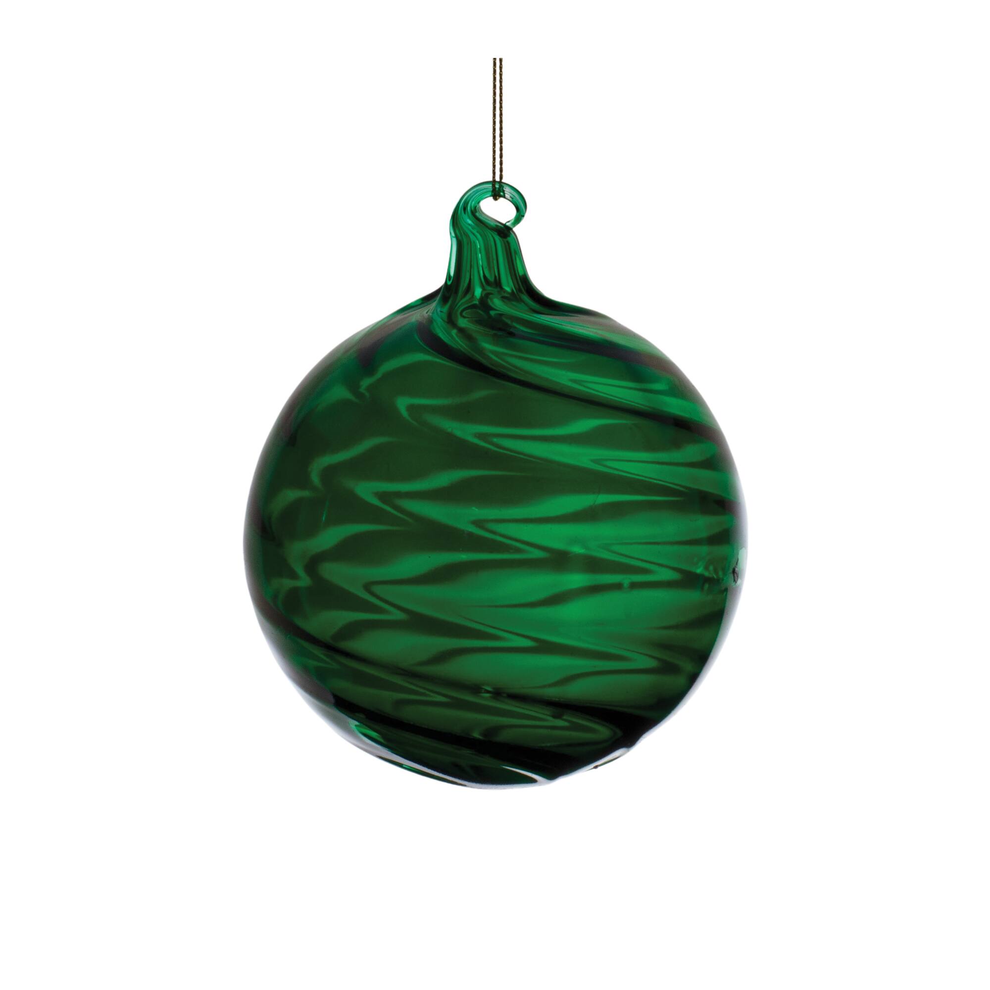 Emerald Green Swirl Glass Ornaments Set